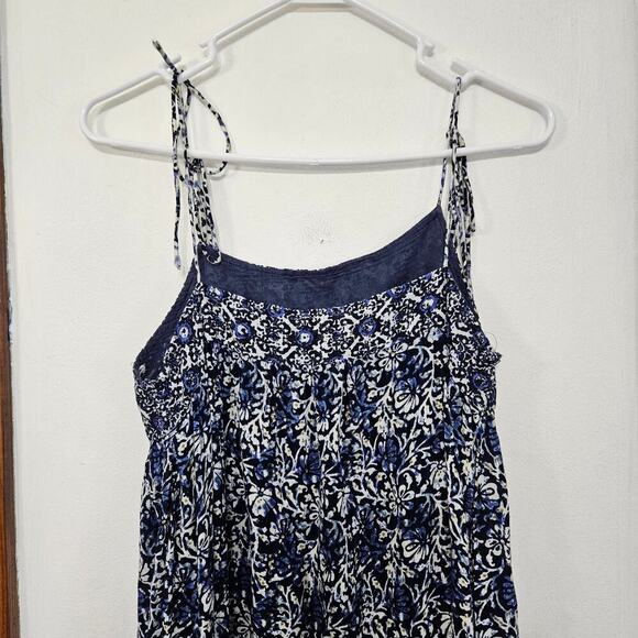Sadie & Sage Tiered Eyelet Midi Dress Floral Sleeveless Tie Straps Sz Small Boho - Picture 10 of 11